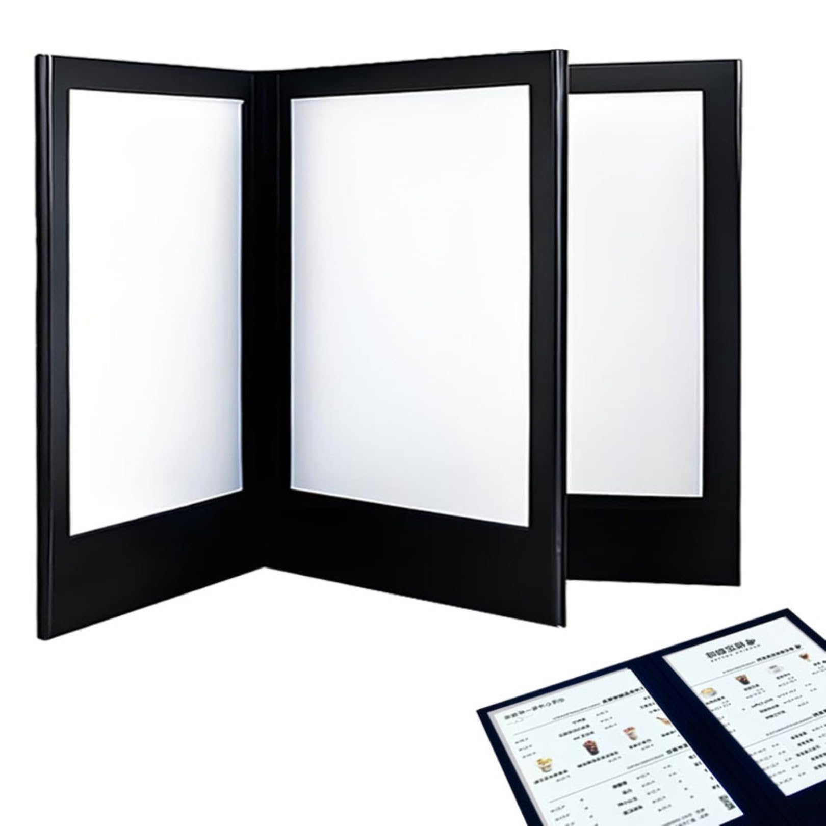 Luminous Menu Covers Restaurant Led Light Menu Holder, Rechargeable Backlit Illuminated Pu Leather Display Book Foldable for Restaurants Bars Cafes Page 3 A4