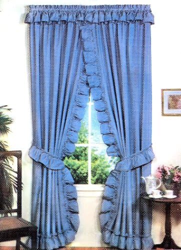 Stacey One Rod Criss Cross Ruffled Priscilla Window Curtain with Tie Backs 54-Inch-by-63-Inch, White