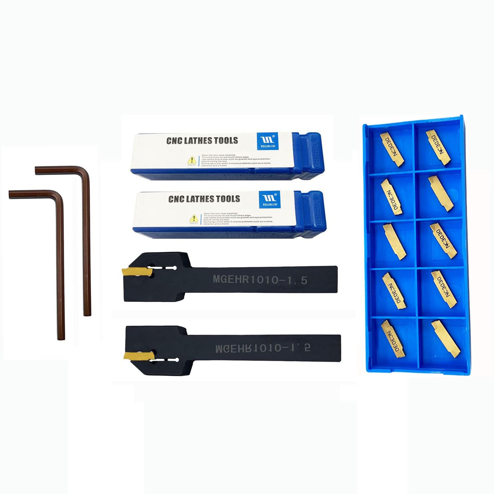 Portautensili MGEHR/L MGIVR/L per tornio da 5/8" 3/8" MGEHR/L MGIVR/L con inserti per scanalatura in carburo MGMN150/200 per acciaio (2 supporti per scanalatura 3/8 con 10 inserti mgmn150)