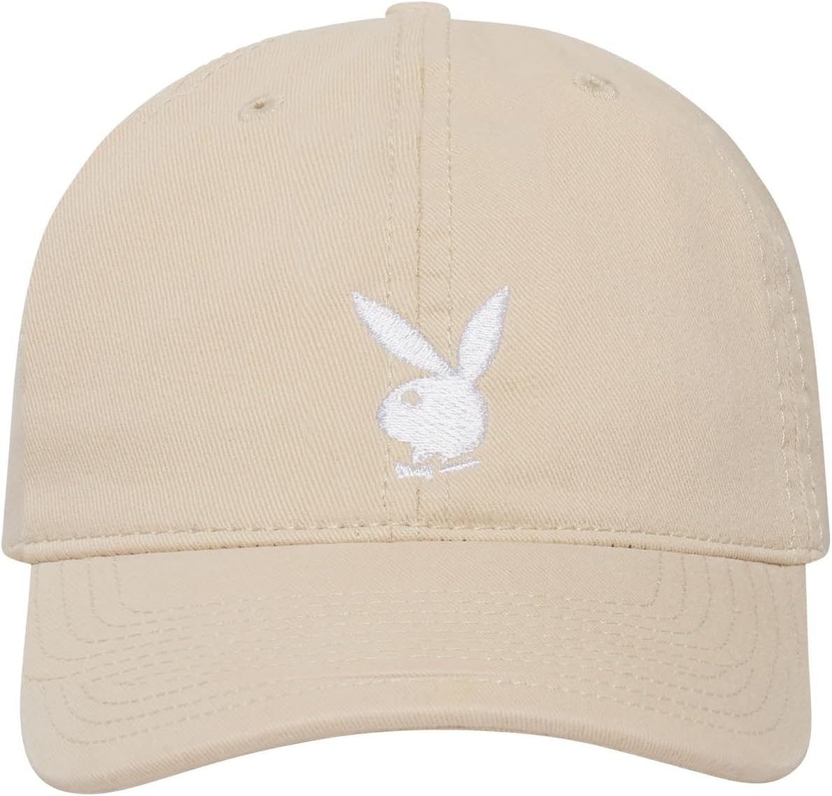 Playboy Adjustable Rabbit Head Logo Hat, Structured Embroidered Baseball Cap, Adjustable Fit