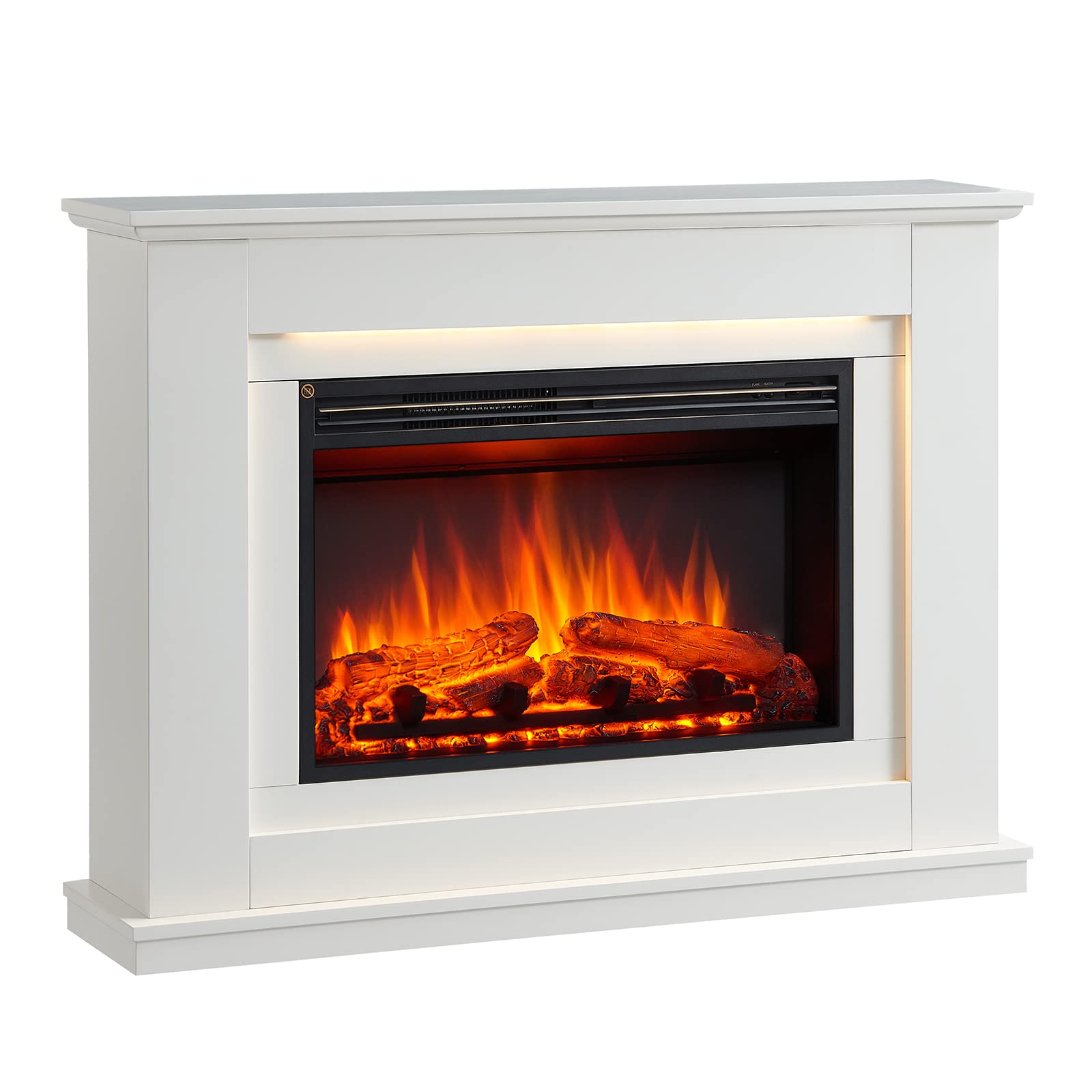 Flamme White Casella Electric Fireplace With 43’’ Surround Freestanding 2000W Heater Remote Size 43