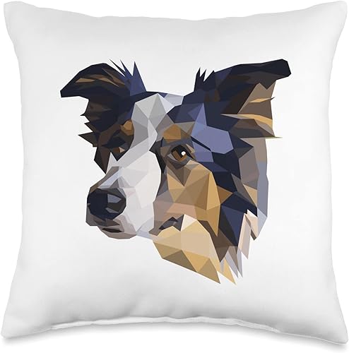 Proud Border Collie Owner Cool Geometric Art Border Collie Dog Lovers Throw Pillow, 16x16, Multicolor disponible en Yaxa Guatemala