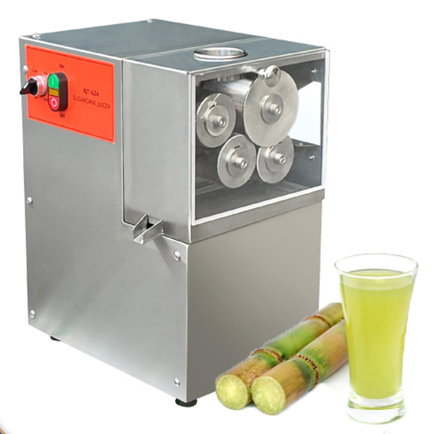 400W Electric Sugarcane Juicer 4 Rollers Stainless Steel Juicer Machine Production Efficiency 250kg h Two-Way Rotation Transparent Visible