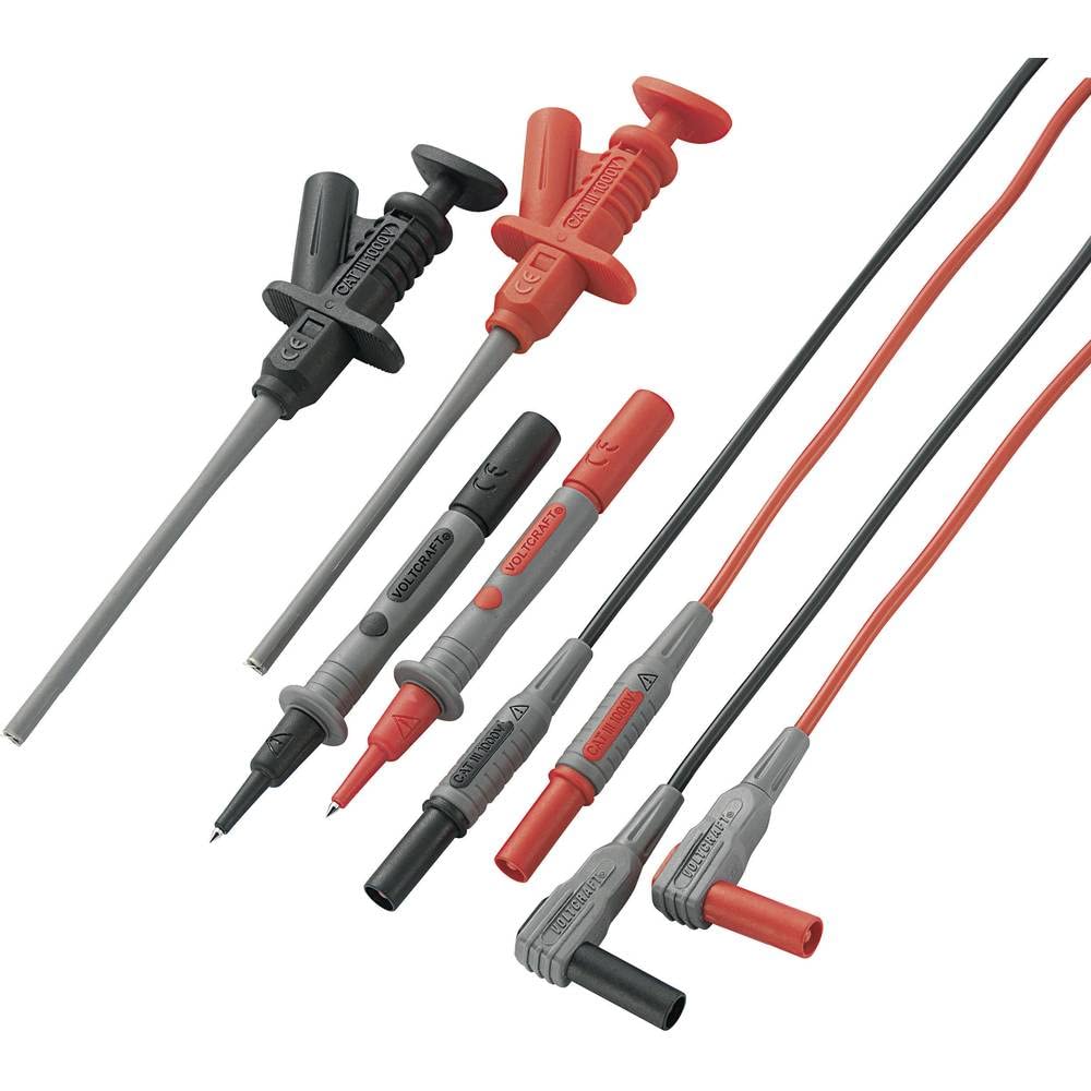 VOLTCRAFT MS-6 Safety Test Lead Set [Slat Connector 4mm - Test Point] 1.20m Black Red 1 Set