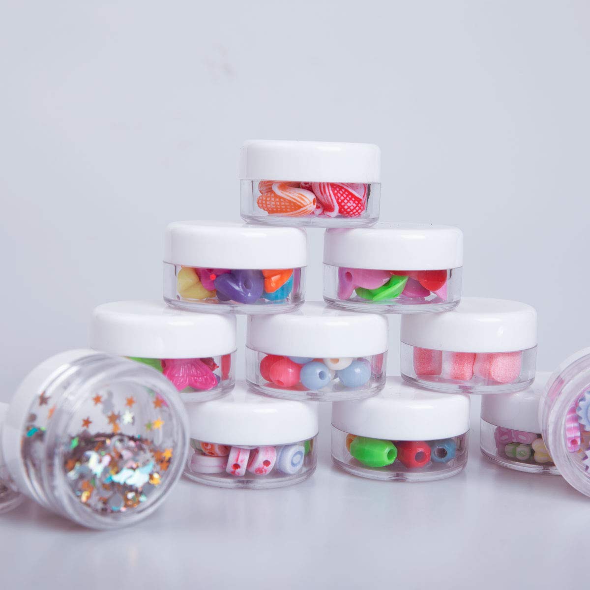 60 vasetti cosmetici vuoti, in plastica trasparente da viaggio, contenitori cosmetici per lozione, crema, deposito trucco (5 g/5 ml)