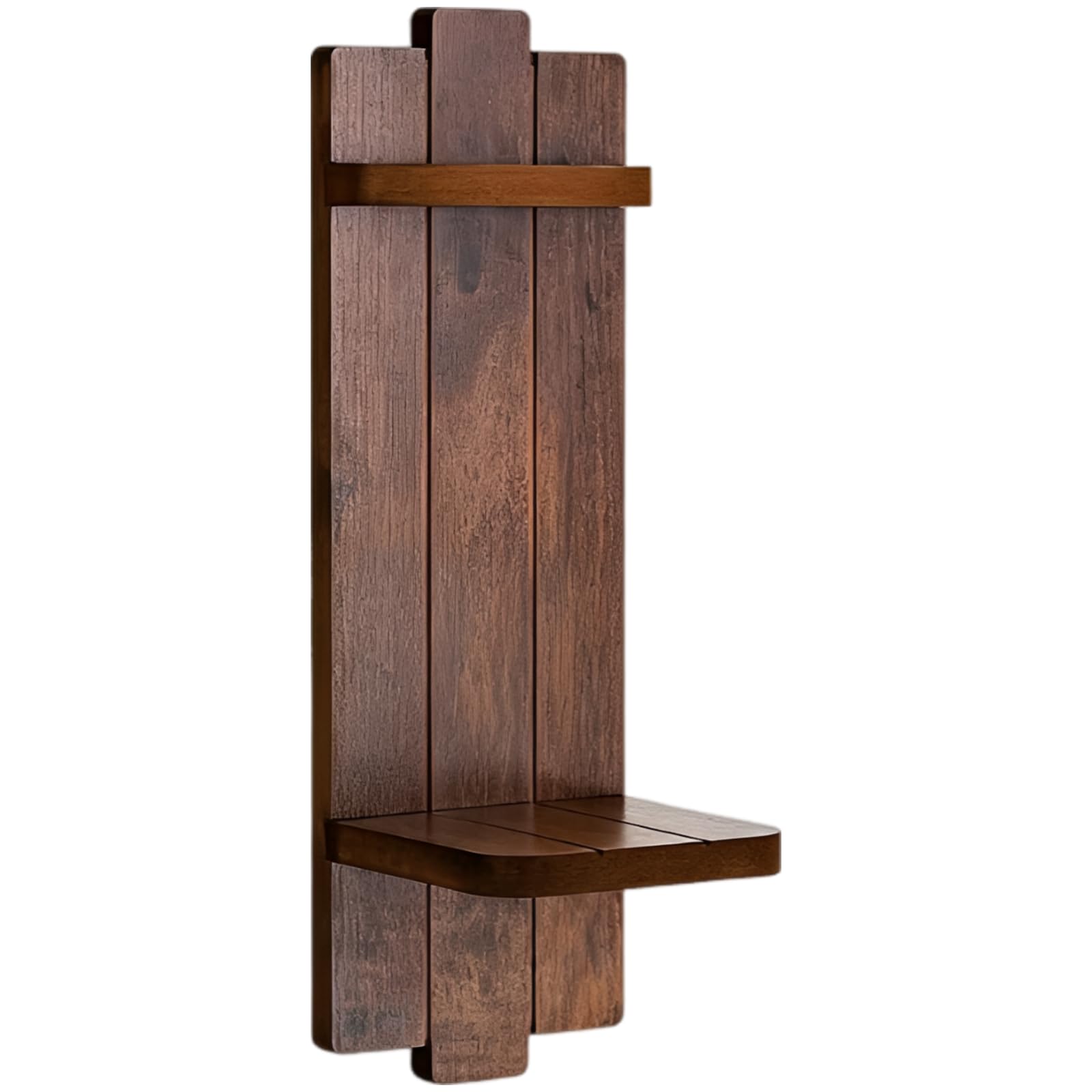 Holz Kerzenhalter, Landhaus Wanddeko mit Ablage, rustikale braune Holz Wandkerzenhalter Deko für Wohnzimmer Schlafzimmer Eingangsbereich, Vintage Hängedeko mit vertikalen Lamellen