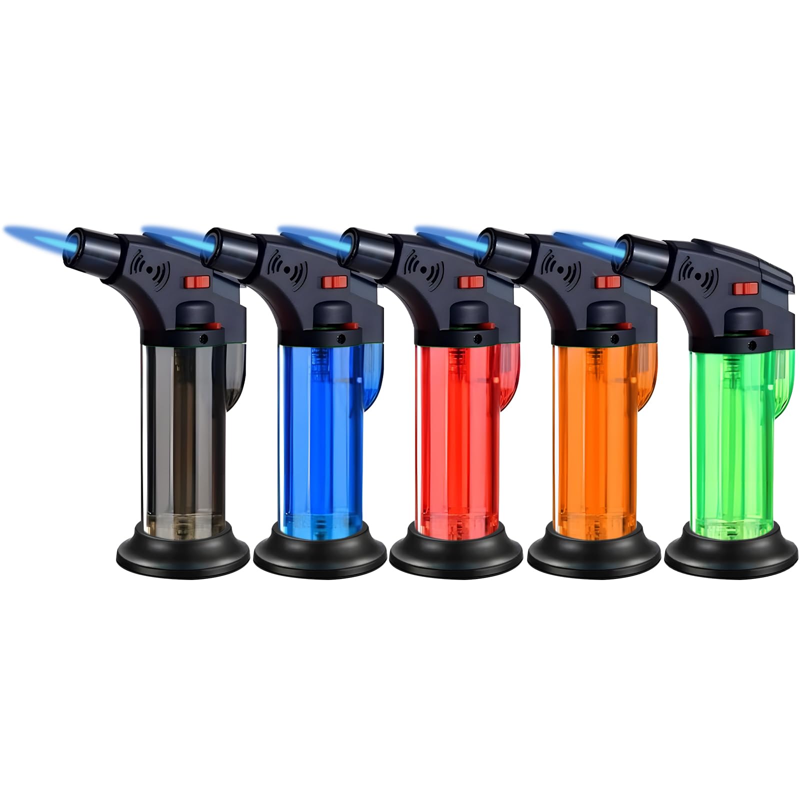 Torch Lighter Set,Candle Lighter Refillable, Windproof,Jet Flame,Adjustable Flame, Safety Lock, Ideal for Culinary, Crafts, Camping,Cooking 5 Pack (Butane Not Included)-image-16