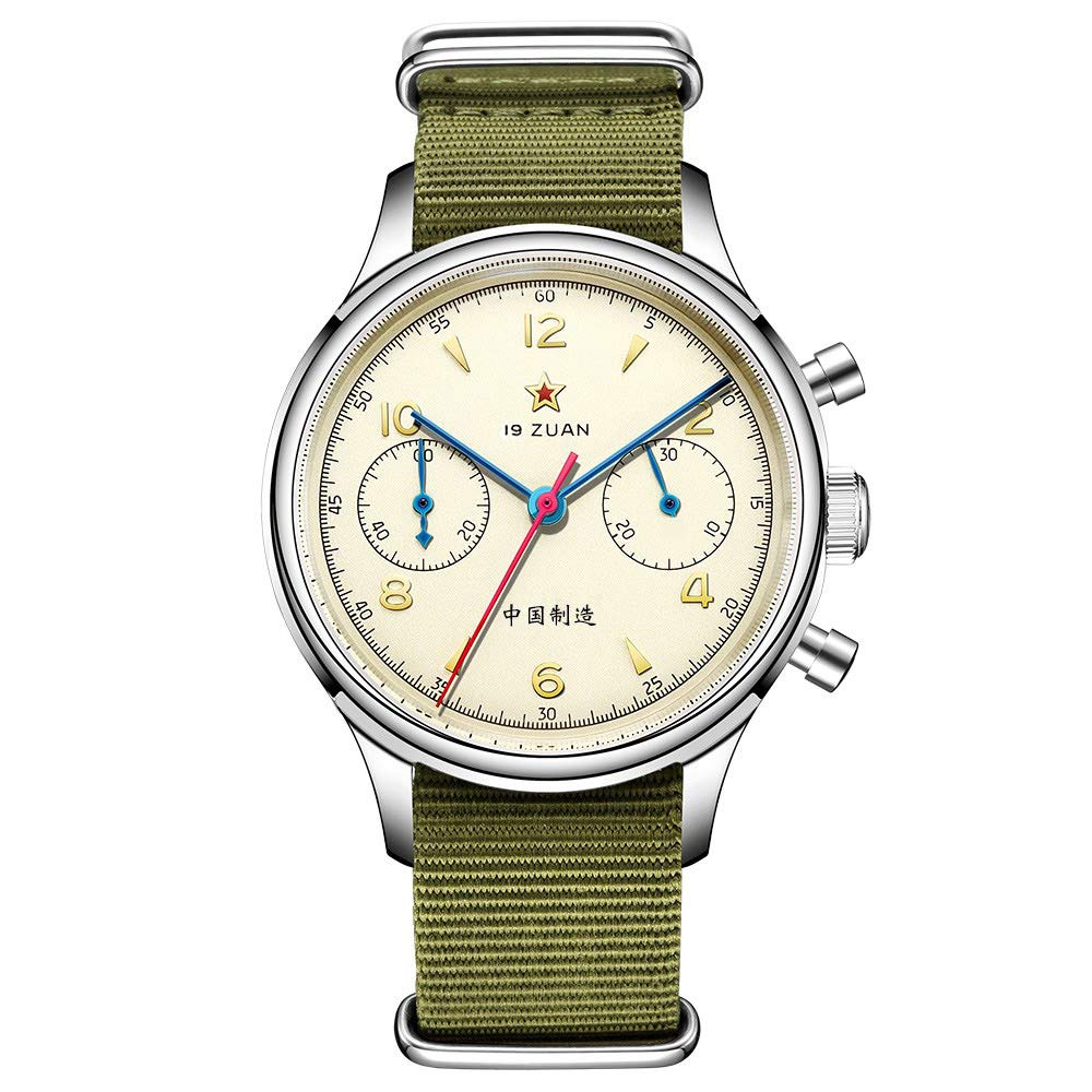 SEAKOSSMen Classic 38mm Pilot Chronograph Watch 1963 ST1901 Mechanical Movement Wristwatches Sapphire Crystal Acrylic Glass Mirror Stainless Steel Case