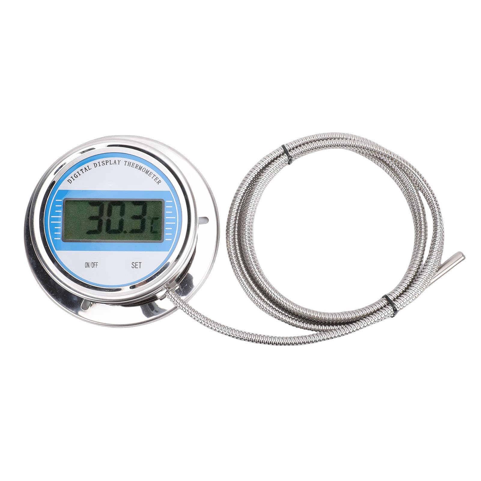 Jectse Digitales Wasserthermometer, Edelstahl-Sondentemperaturanzeige, 3-Meter-Sonde Zum Kochen, Brauen, Industrieller Einsatz mit LCD-Display