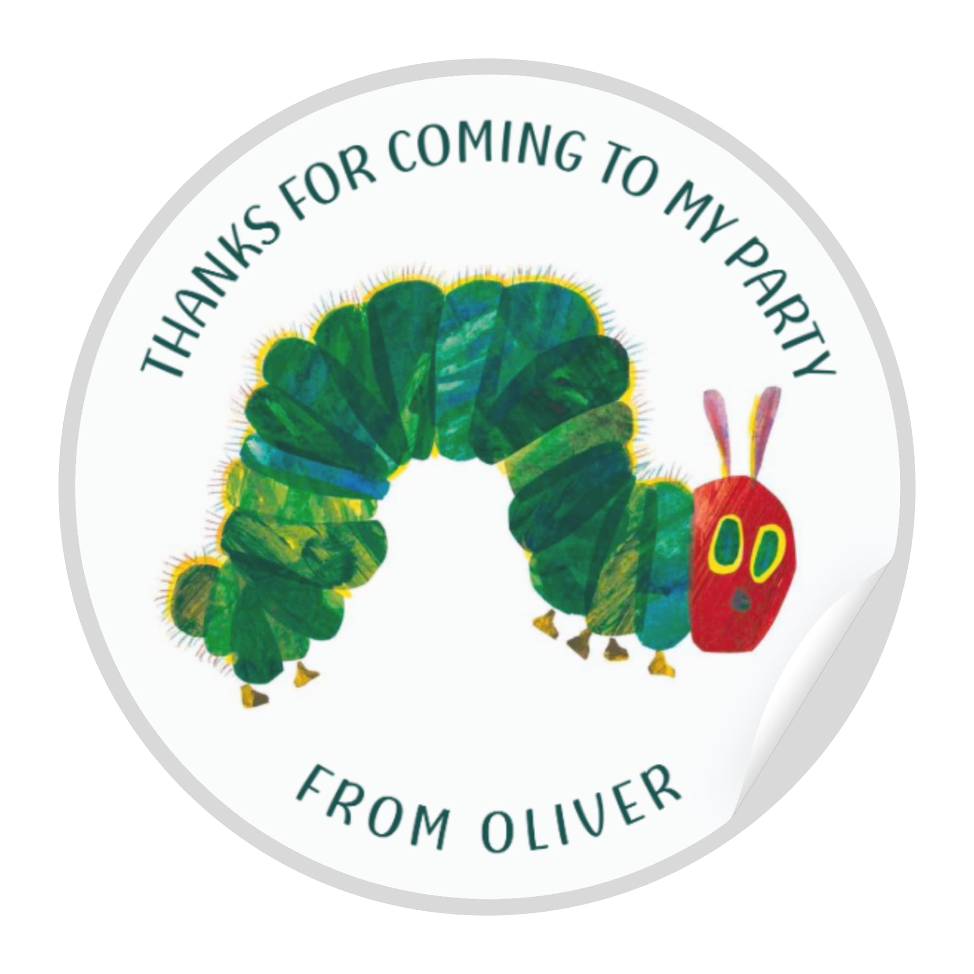 Personalised Caterpillar Birthday Stickers - Thank You for Coming to My Party (45mm (24 Stickers))
