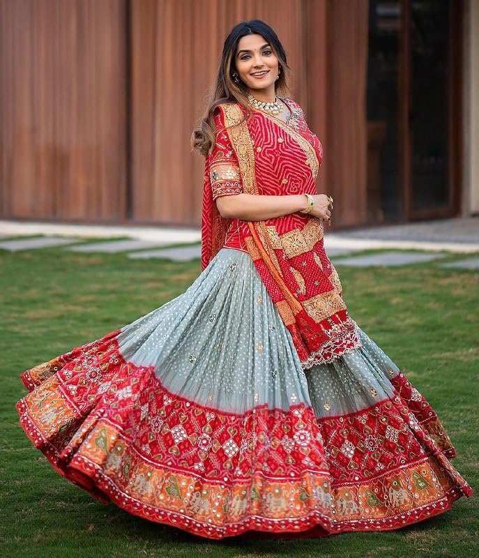 New indian ready to wear navratri Chaniya choli for women flared Lehenga choli with stitched blouse.2