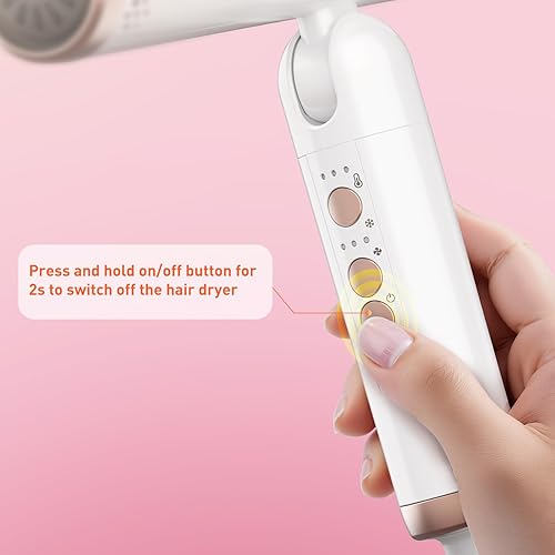 Miniatura 7 de Quico Secador de pelo de viaje con doble voltaje, secador de pelo de secado rápido de 120000 RPM para mujeres con 500 millones de iones negativos,