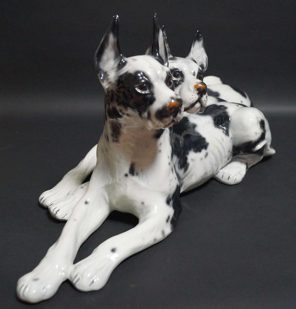 イタリア製Ceramiche Ronzan大型可愛らしい2匹グレート デーン置物 Amazon.co.jp: イタリア製Ceramiche Ronzan大型愛らしい2匹グレート