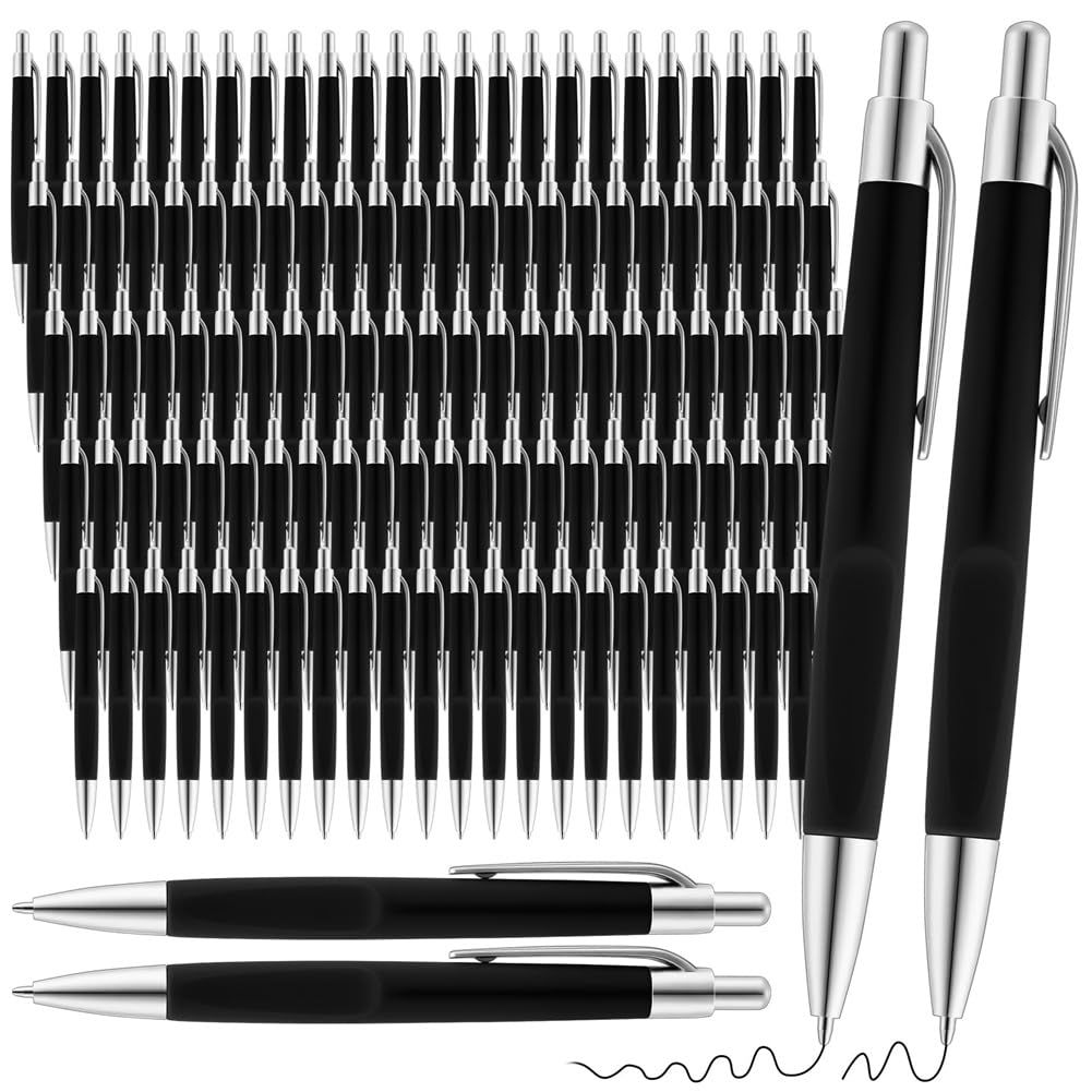 100 Penne a Sfera in Carta Kraft Penne a Inchiostro Nero Penne a Sfera Retrattile a Punta Media 0,7 mm per Forniture di Scrittura per Ufficio Scuola Multicolore