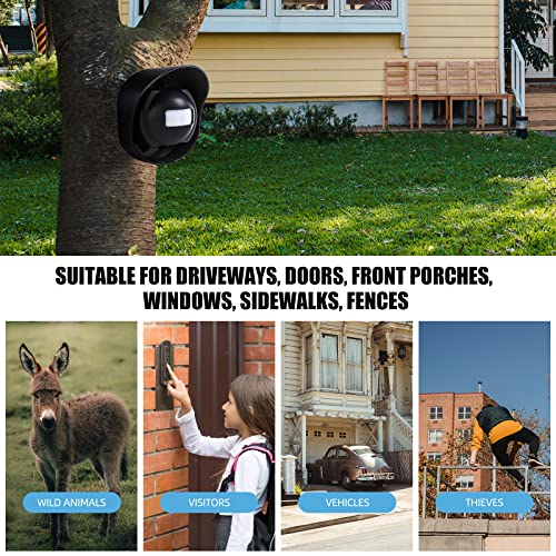 Seanme Upgrade Driveway Alarm Wireless Outside Weatherproof, Outdoor Motion Sensor Alarm With 38 Chimes, 1 Receiver And 4 Ip65 Waterproof Pir Motion Detector, 328Ft Long Range #TOP3