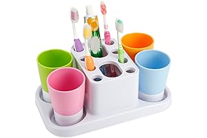 4 Toothbrush Holder & Organizer Stand for Bathroom