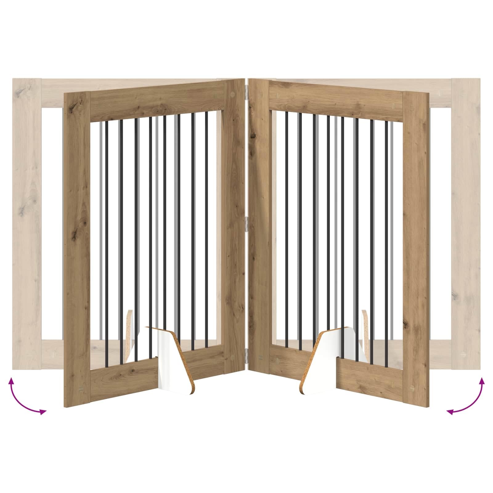 vidaXL Cancello per cani pieghevole con supporti 4 pcs 321 cm, Recinto per cani moderno, design pieghevole, barriera salvaspazio, divisorio per stanze pratico