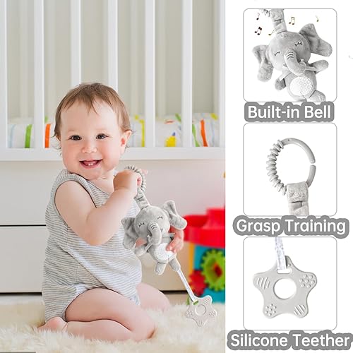 Miniatura 3 de Cesta de regalo de baby shower para niños y niñas, 8 unidades, caja de regalo neutra de género único con manta para recién nacidos, sonajero de