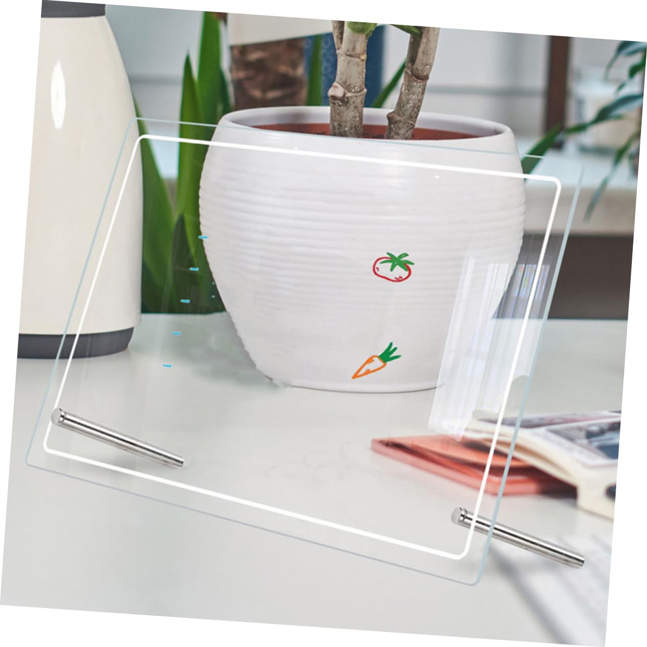 NUOBESTY 2 Stück Acryl Whiteboard Tisch mit Transparenter Tischplatte Abwischbare Memotafel für Schreibtisch Multifunktionale Notiztafel zum Aufstellen im Büro und Zuhause