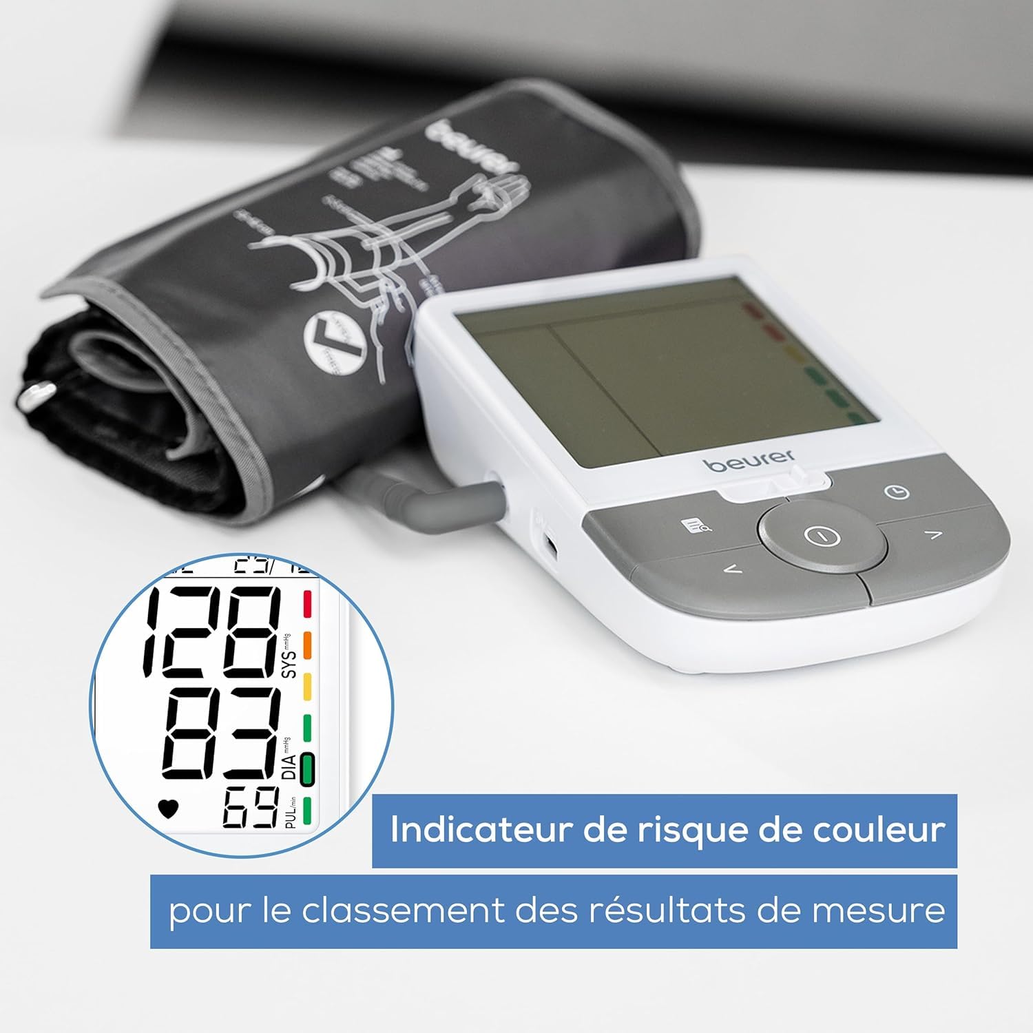 Beurer BM 53 Tensiomètre pour bras, fabriqué en Europe, cliniquement validé, détection fibrillation auriculaire, indicateur de risque, bras 22-42 cm, transfert de données vers Apple Health