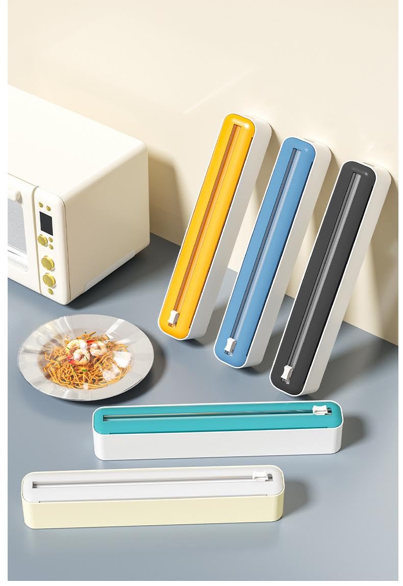 Distributeur de film alimentaire,boîte de rangement avec coupe-film alimentaire,distributeur de papier aluminium et film alimentaire avec coupe-film,pour la cuisine (3 pcs) (Version Aimantée)