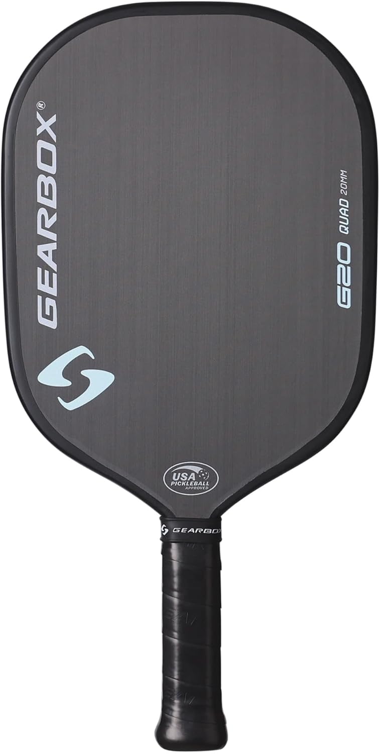 Gearbox G20 Pickleball Paddle – 20mm Honeycomb Core, Raw Carbon Fiber Surface, One-Piece Molded Construction – Control, Spin & Power – Lightweight 8.0 oz Paddle for All Skill Levels