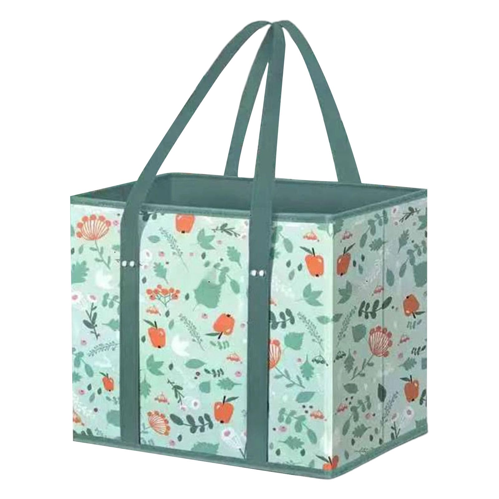 Foldable Grocery Bag with Reinforced Bottom Nonwoven Shopping Basket for Supermarket Hauling Outdoor Activities Nonwoven Storage Container