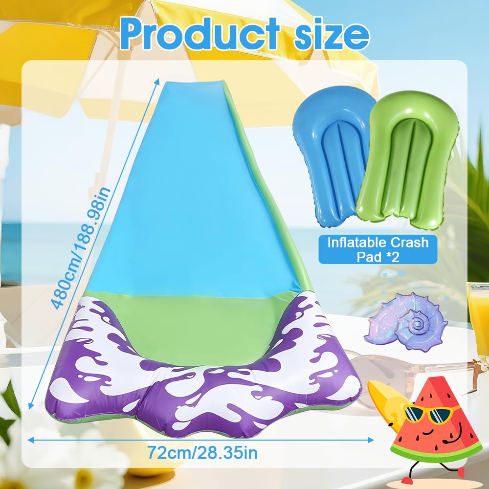 15.8 ft/480 Wasserrutsche Garten für Kinder, Wasserrutschmatte mit 2 Bodyboards, Rasenwasserrutschen mit eingebautem Sprinkler, Wasserrutschen Wasserspielzeug für Sommer, Outdoor (Blau)