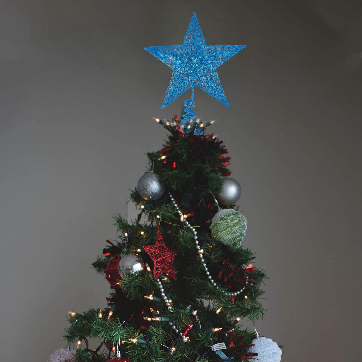 Puntale Champagne Albero Di Natale Puntale Albero Di Natale A Stella BinaryABC - 20 Cm, Bronzo, Ferro Decorativo Puntale Albero Natale