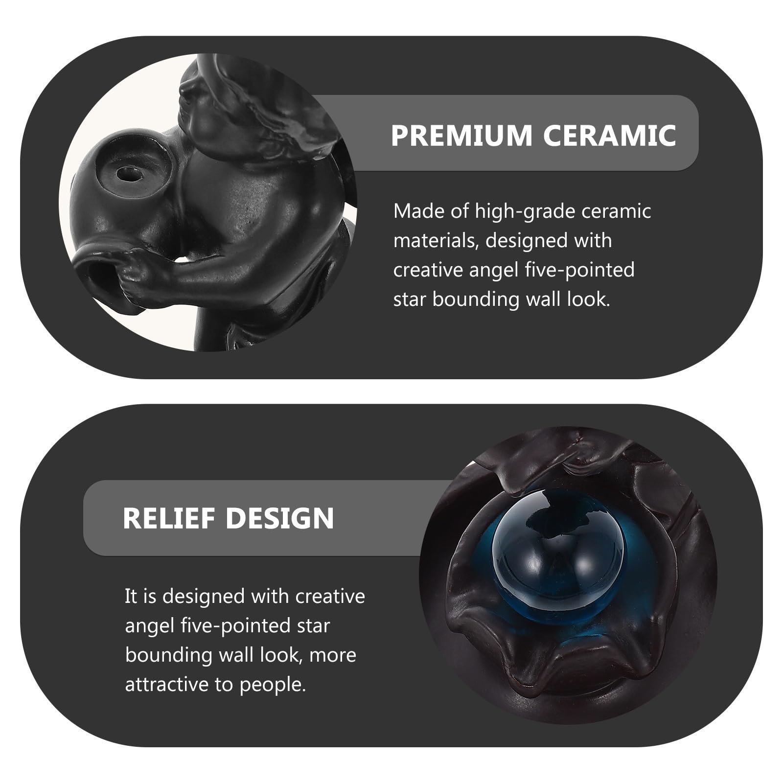 POPETPOP Bruciatore di Incenso in Ceramica Design Angelo Cartone Animato, Porta Incenso a Riflusso Elegante e Decorazione per Casa e Ufficio