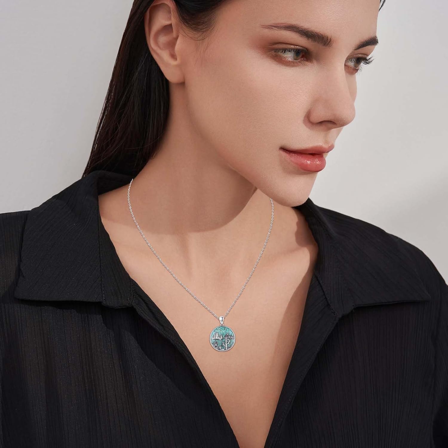 Midir&Etain Western Necklace 925 Sterling Silver Turquoise Pendant Highland Cow/Cow Skull/Hat/Tag/Cactus/Boot Cowgirl Country Jewelry for Women Men - Image 6