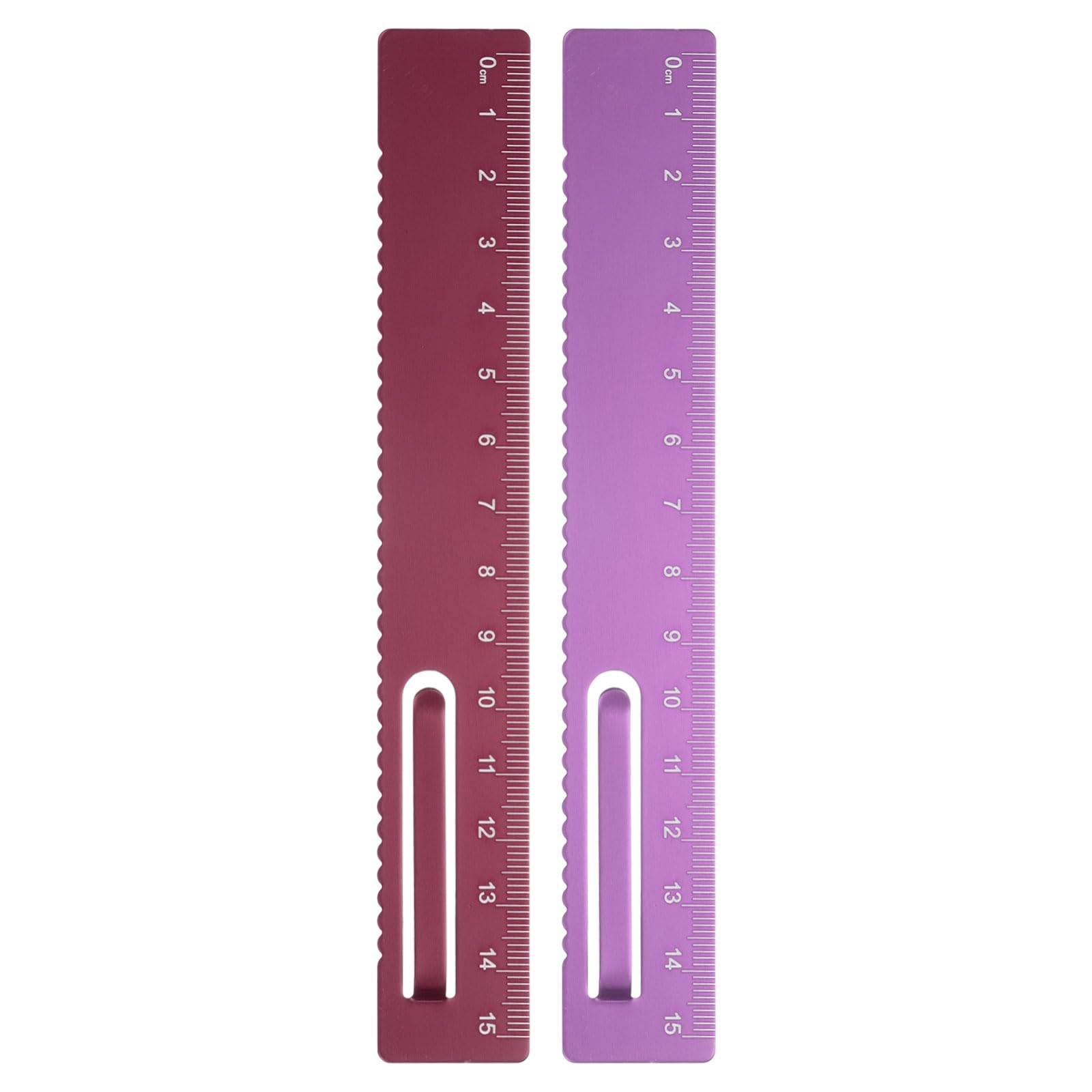 sourcing map 2pcs Straight Ruler 15cm Metric Metal Aluminum Alloy Measuring Bookmark Clip Ruler Scale Tool for Measure Study Reading Classroom Office, Red/Rose