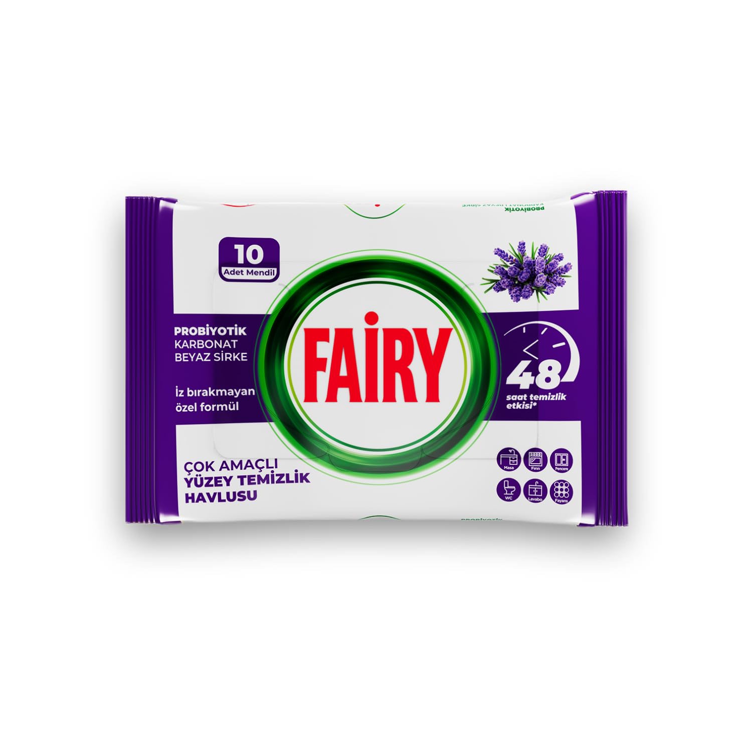 Fairy Çok Amaçlı Yüzey Temizlik Havlusu 10 Yaprak | Lavanta Yağlı | Beyaz Sirke & Karbonat