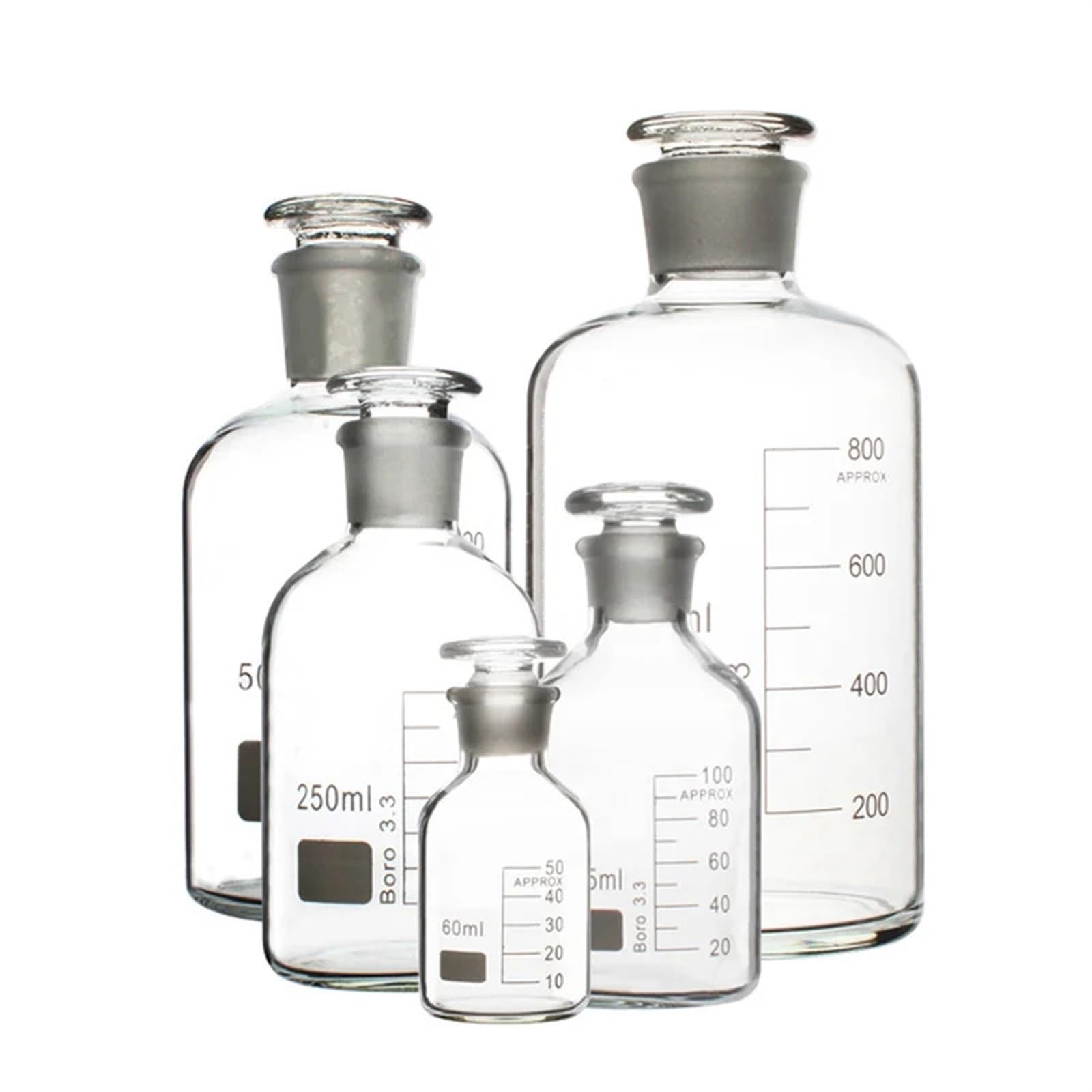 Szklana butelka laboratoryjna na odczynniki, Szklane butelki na odczynniki z dużą zawartością boru i krzemu, małe szyjki, wiele rozmiarów(500ml)