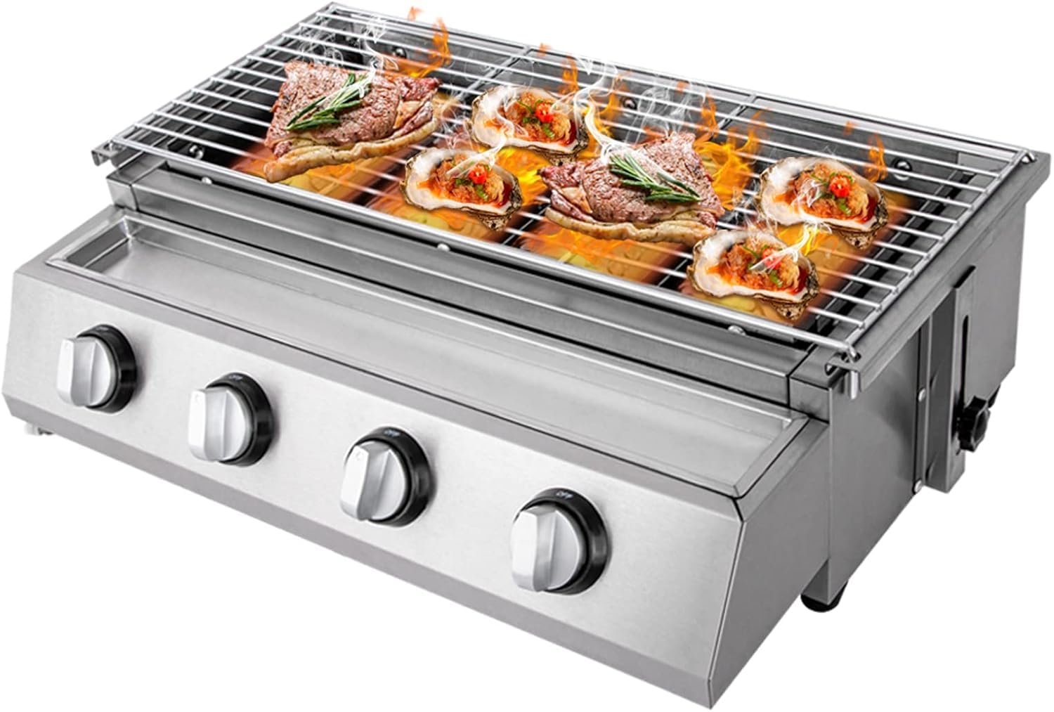 Barbecue a gas a 4 fuochi, barbecue da tavolo, barbecue portatile in