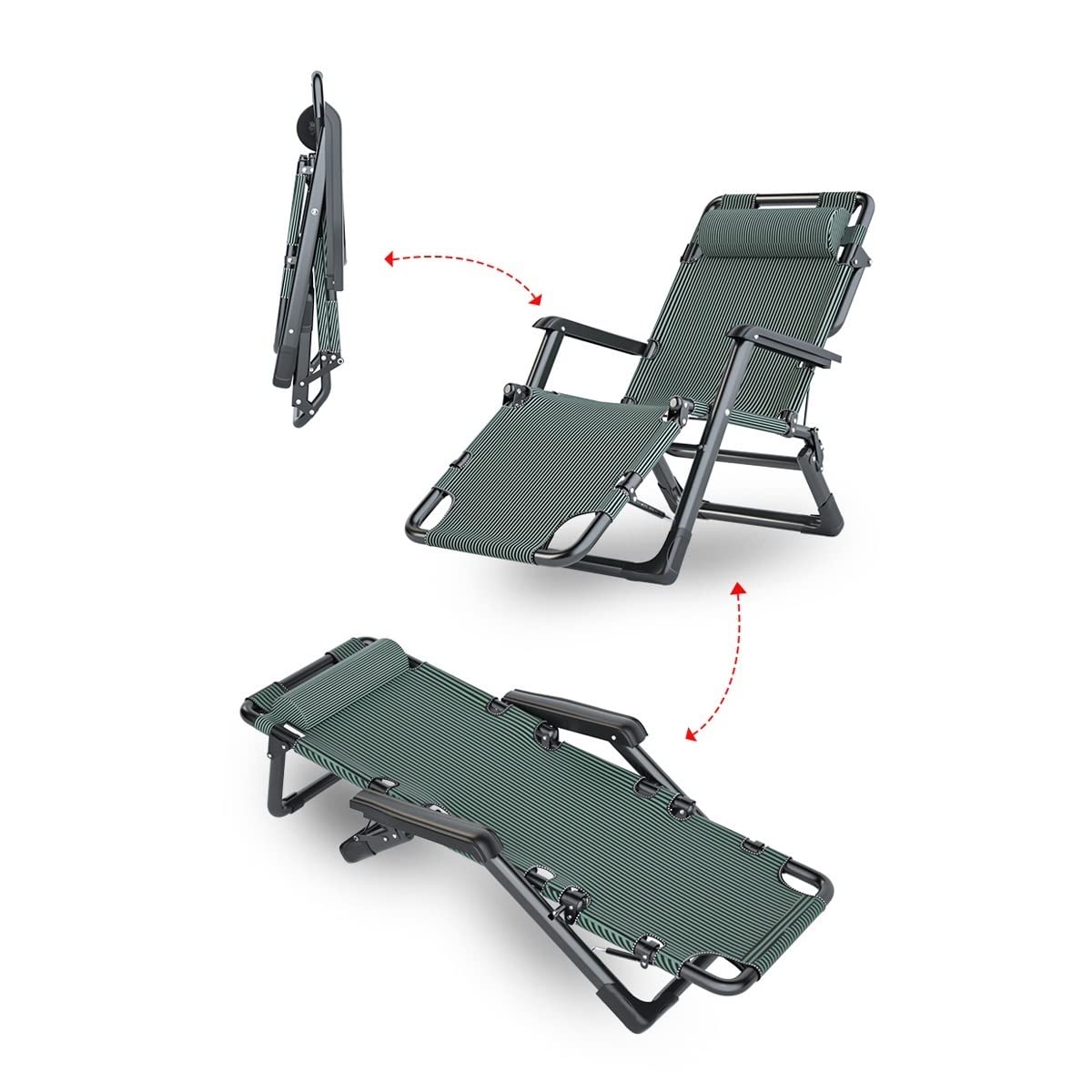 Ergonomiczne składane rozkładane krzesło, wielofunkcyjne składane krzesło wypoczynkowe, przenośne regulowane rozkładane krzesło kempingowe, rozkładane krzesło na patio do użytku wewnątrz i na zewnątrz