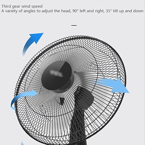 Miniatura 5 de Ventilador de pie ajustable de 3 velocidades, ventilador de pie oscilante de gran angular con 9 cuchillas, ventilador silencioso de pedestal de