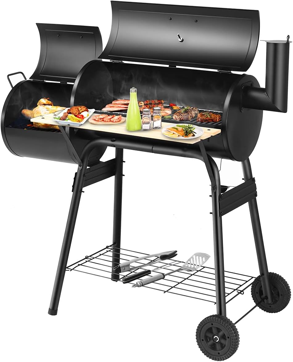 Buy Caroliner Charcoal Grills, Portable Outdoor BBQ Grill with Wheels, Patio Drum Barbecue Grill