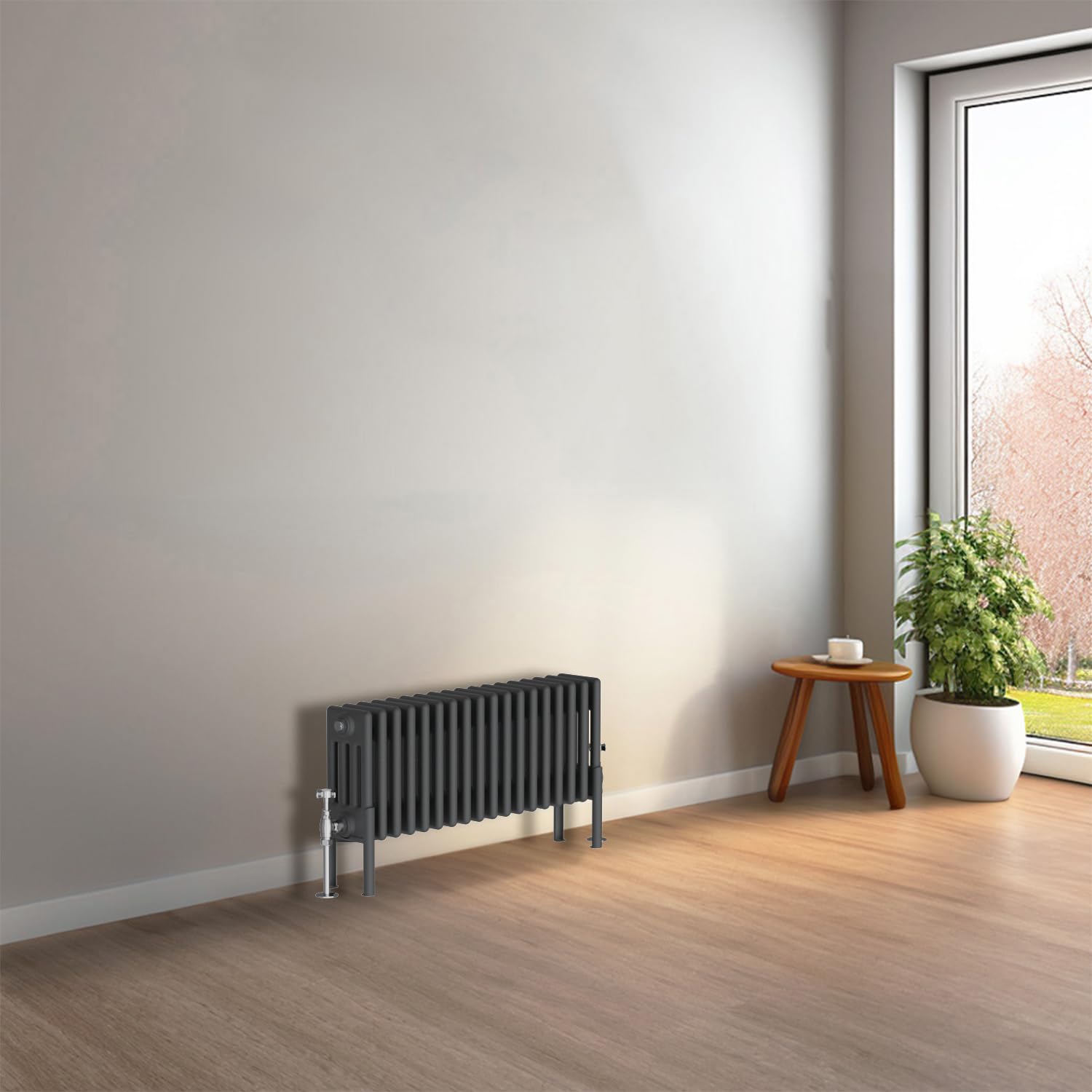 NRG Cast Iron Radiator Four Column 300x830mm Anthracite Traditional Column Cast Iron Style Radiator Central Heating Radiator Perfect for Bathrooms, Kitchen, Living Room — image 1