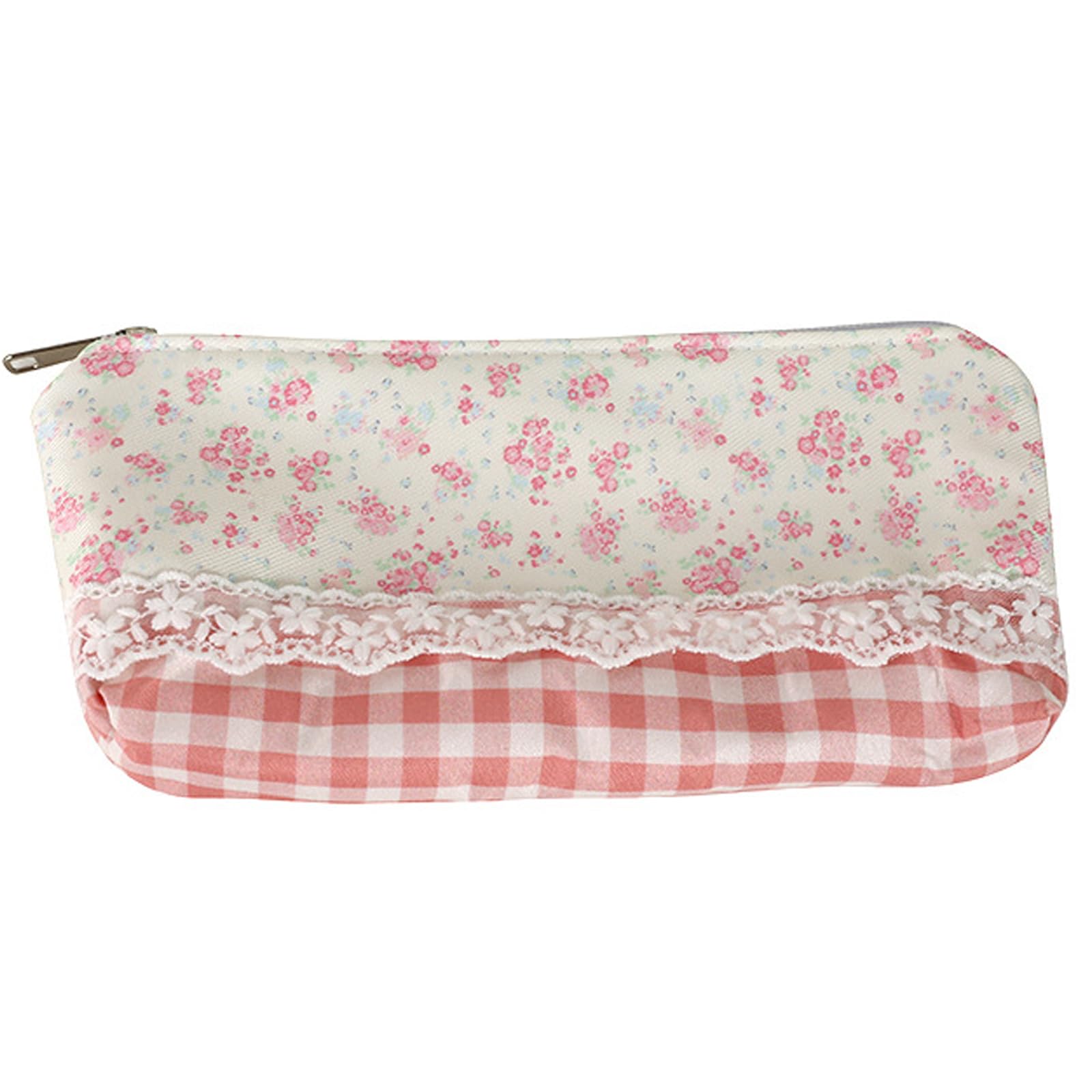Qiwenr Pencil Case Corduroy, Floral Print Pencil Case, Pencil Pouch Aesthetic Pencilcase, Pen Pouch Portable Storage Bag, Cosmetic Bag for Travel, Coin Wallet, it Turns into a Treasure Bag (Pink) — image 1
