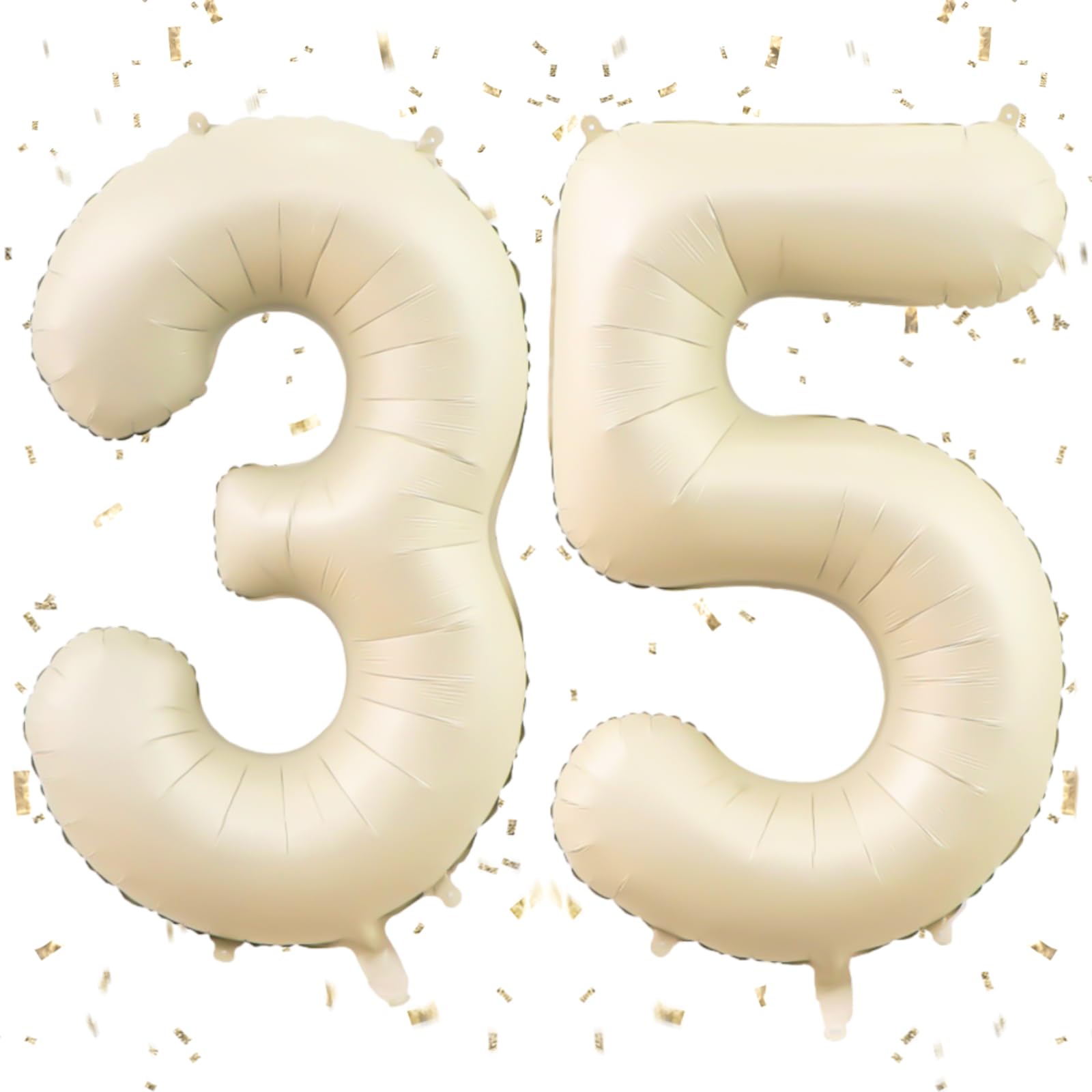 Number 35 Balloon Beige,40 Inch Large Cream Foil 35th Birthday Balloons,Digital 35 Helium Mylar Balloons