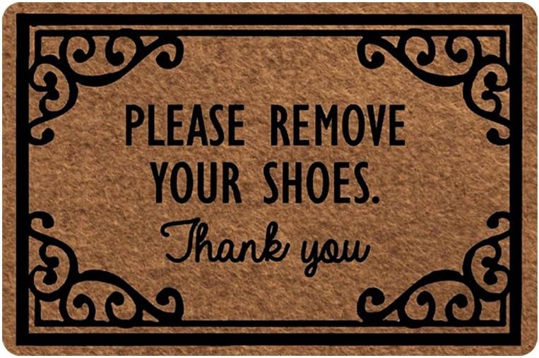 BlackForestQ Personalized Welcome Mat Hello Mat - Custom Please Remove Your Shoes Thank You Doormat Entrance Mat Floor Mat Rug Indoor/Outdoor/Front Door/Bathroom Rubber Mats