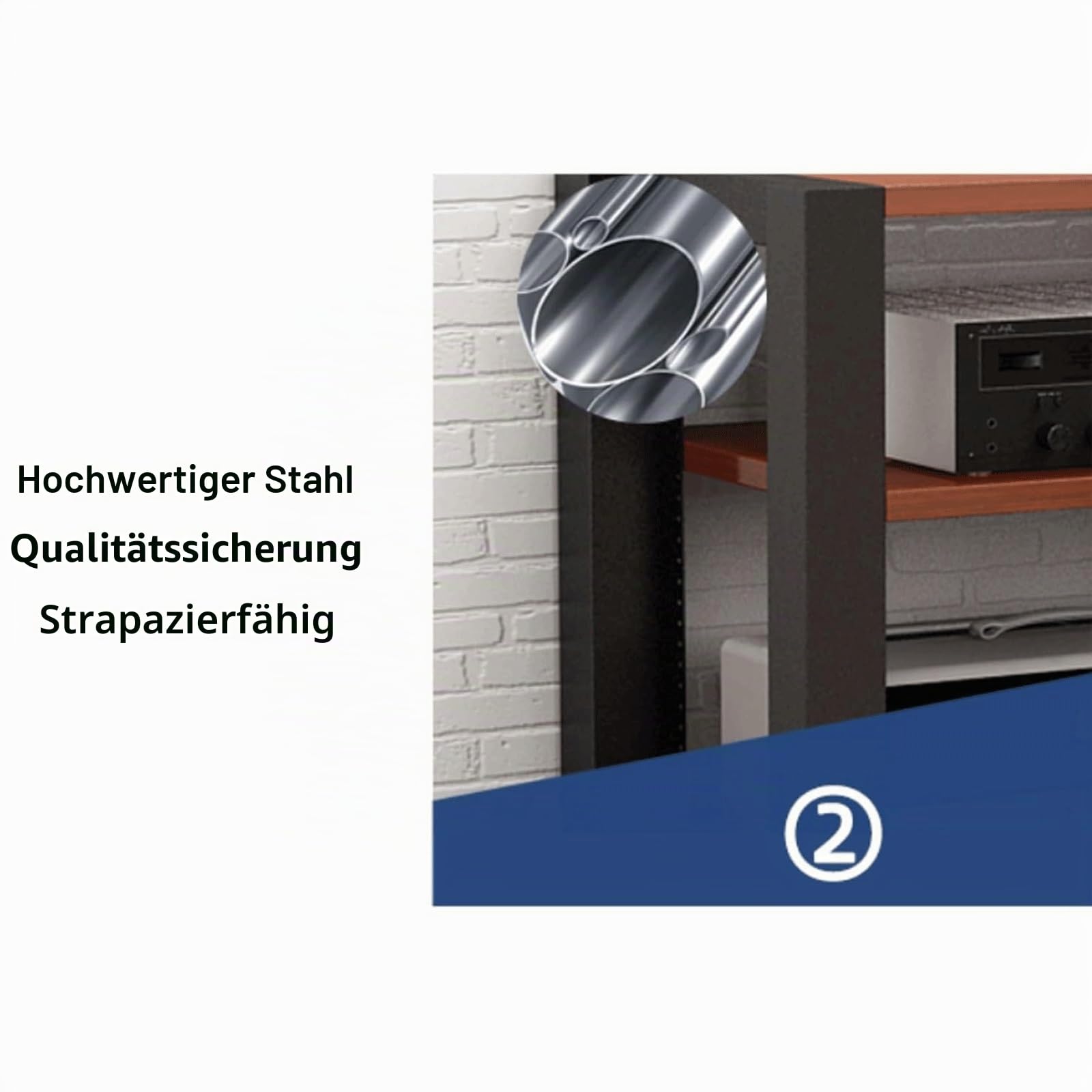 Audio-Rack, 2/3/4/5-stufiges Stereo-Rack, Audio-Geräte-Rack, offenes Audio-Rack, Schrank, HiFi-Rack, verstellbares Audio-Video-Regal, langlebig(Nero,5 Tier)