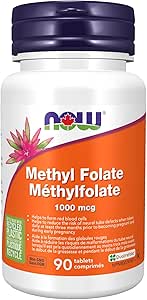 NOW Supplements, Methyl Folate 1,000 mcg, Metabolically Active Folate, Co-Enzyme B Vitamin, 90 Tablets