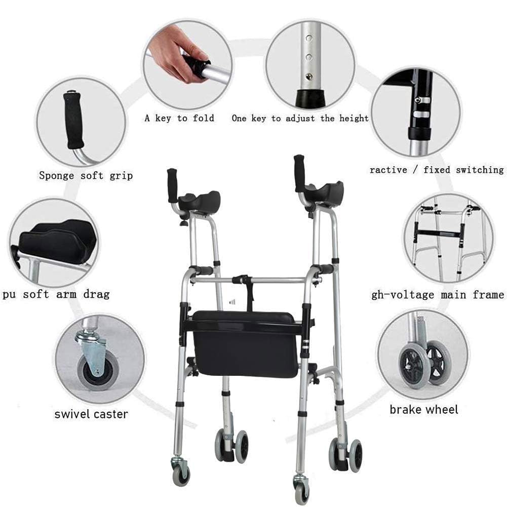 Walker, aufrechte Haltung Rolling Walker mit Armlehne Support Pad, medizinische 4-Rad-Walker Rollator, einstellbare Höhe ältere Menschen Gehhilfe für Senioren Walking verwendet