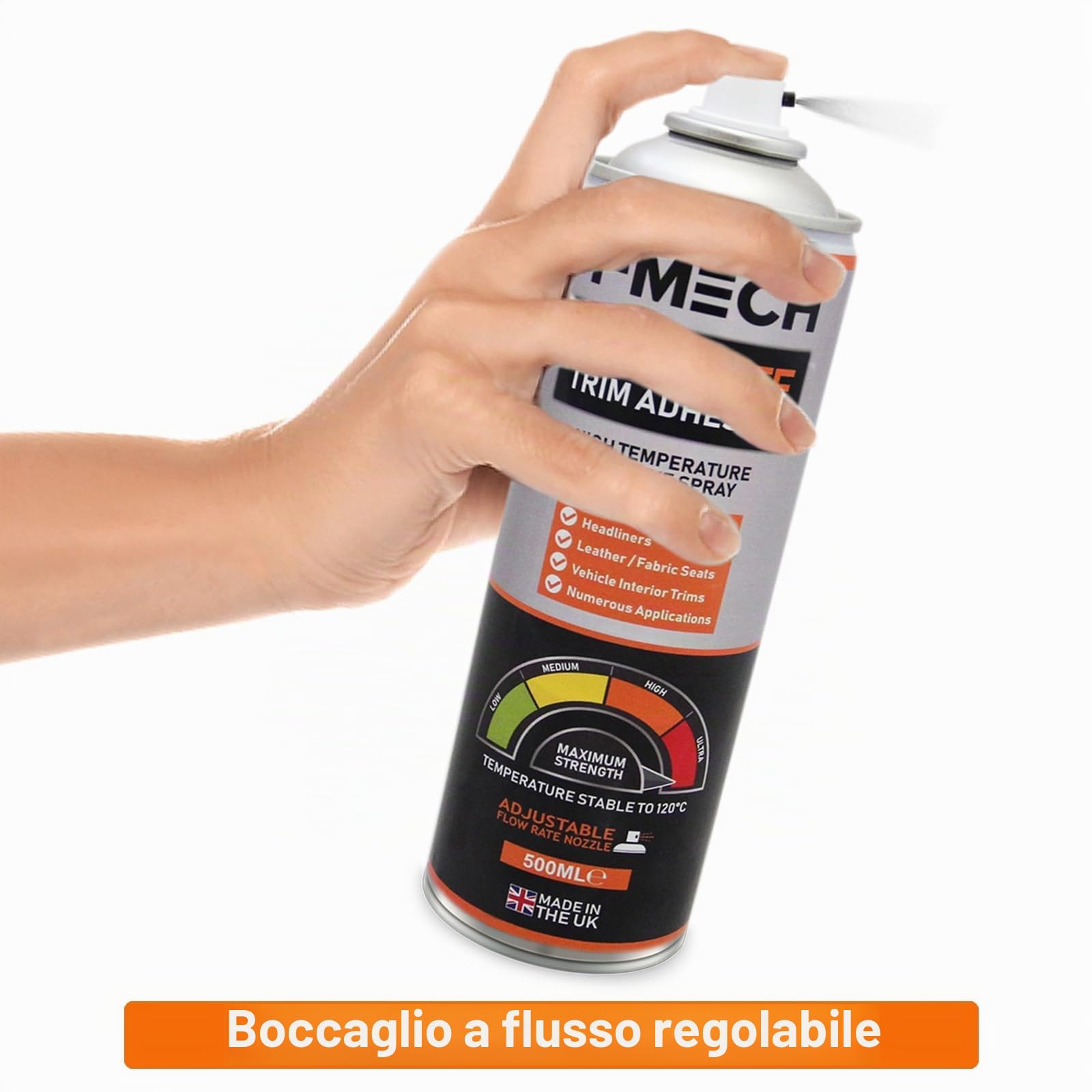 T-Mech - 12 x Adesivo Colla Spray Multiuso per Industria Automobilistica Tappetti Tappezzerie Moquette Tessuti Resistente al Calore 120 ° C 12 x Bombolette da 500ml