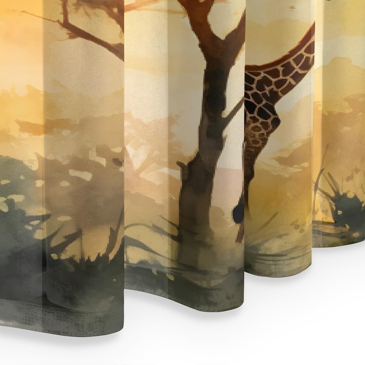 Sheer Curtains 84 Inch Length 2 Panels Set, Window Drapes with Rod Pocket African Grassland Giraffe Curtains for Living Room Bedroom