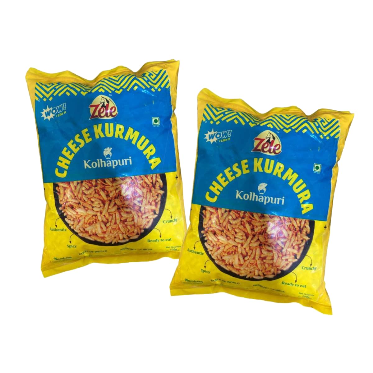 Zele Special Cheese kurmura - 200g Pack 2 | Authentic Kolhapuri Namkeen Snack for Foodie Indians
