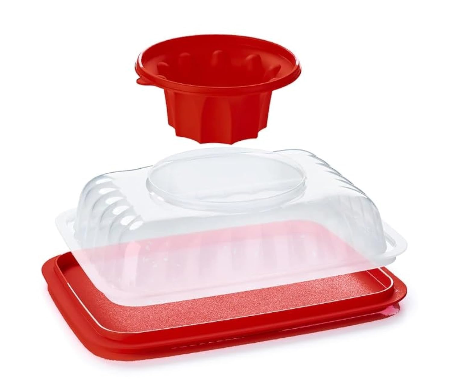 TupperwareRectangular Jumbo Jel Ring Party Multilayer Dessert and Dip Mold 10.5 cup/2.5 L in Red
