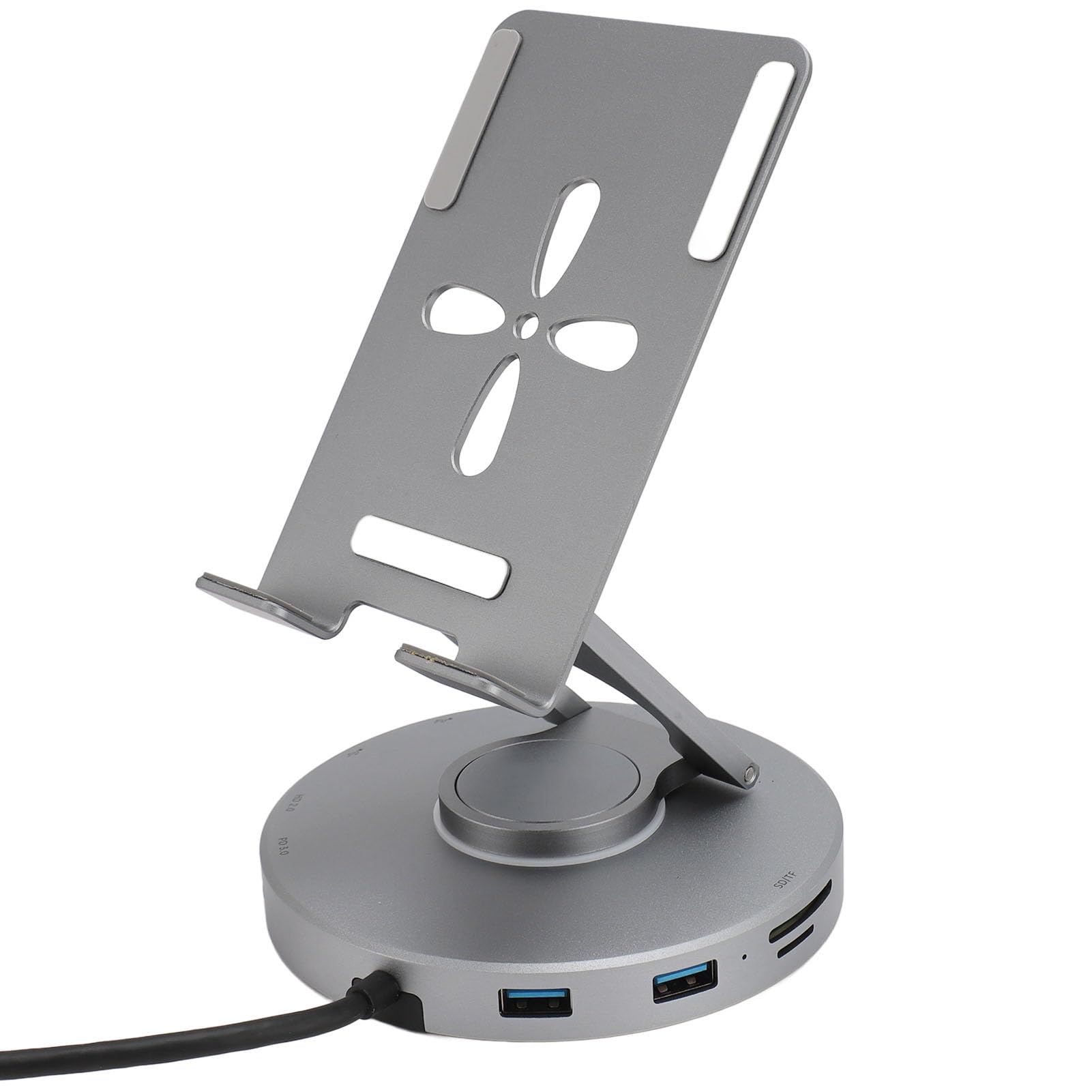 Podstawka USB C Hub 10 W 1 z obrotową stacją dokująCą do Laptopa o 360°, Składanym Uchwytem na Telefon, Czytnikiem Kart SD 4K USB 3.0/2.0 100 W PD do Tabletu i Urządzenia Steam